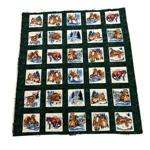 VTG Woodsman Perry Wahe Maywood Studio Flannel Fabric Man Cave Animals 1702